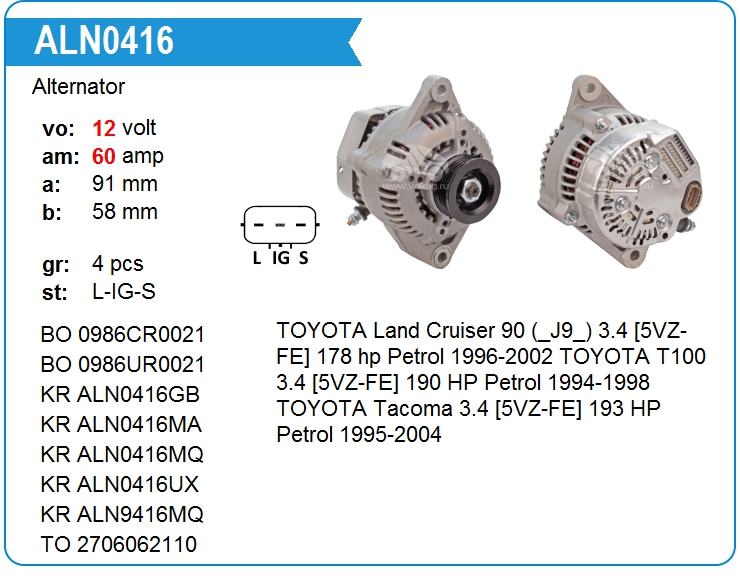 Генератор Bosch 0986UR0021 (1012110730)