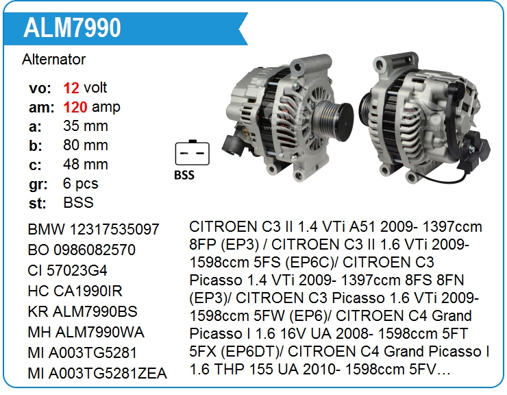 Генератор Bosch 0986082570 (0986082570)