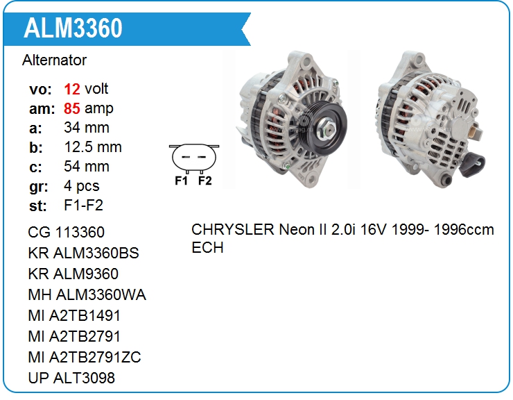 Генератор Mitsubishi A2TB2791 (113360)