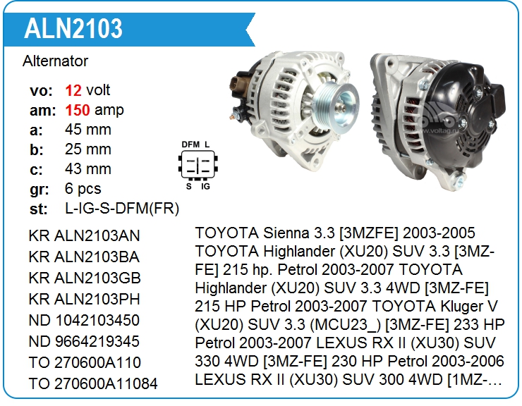 Генератор Denso 1042103450 (1042103450)