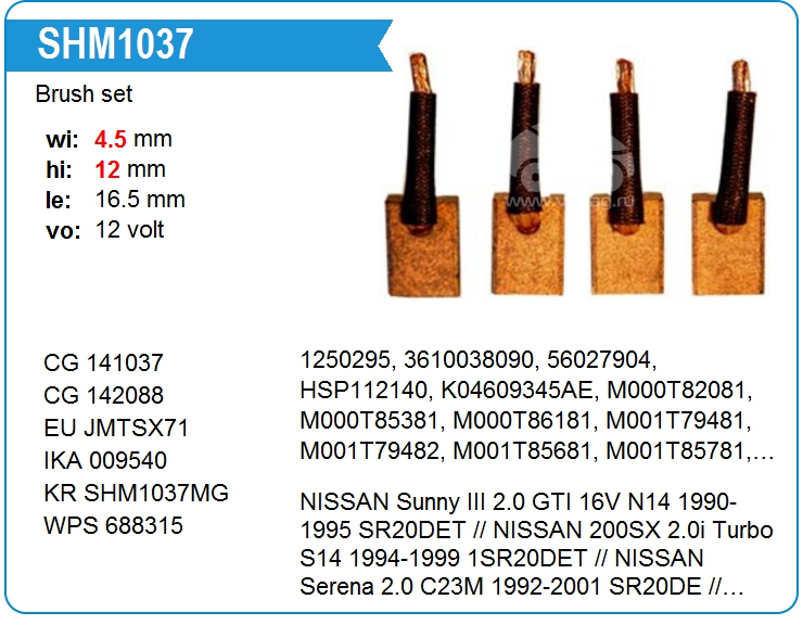Щетки стартера Cargo 141037 (141037)