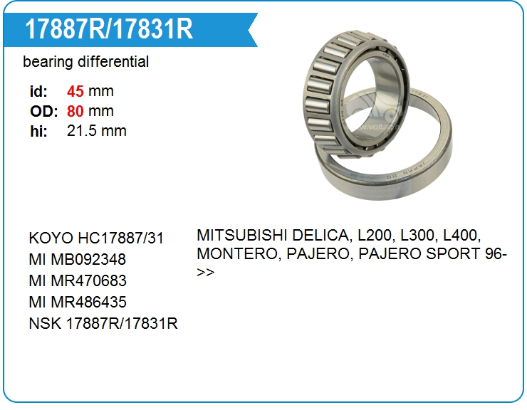 Подшипник дифференциала NSK 17887R/17831R (17887R/17831R)