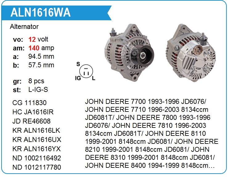 Генератор Motorherz ALN1616WA (ALN1616WA)