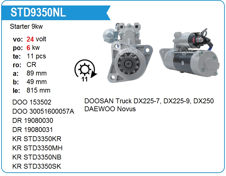 Стартер 9kw KRAUF STD9350NL (STD9350NL)