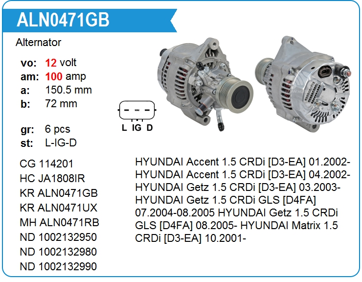 Генератор KRAUF ALN0471GB (ALN0471GB)