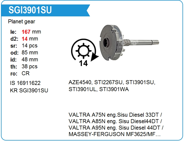 Редуктор стартера KRAUF SGI3901SU (16911622)