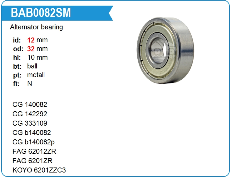 Подшипник генератора KRAUF BAB0082SM (140082)