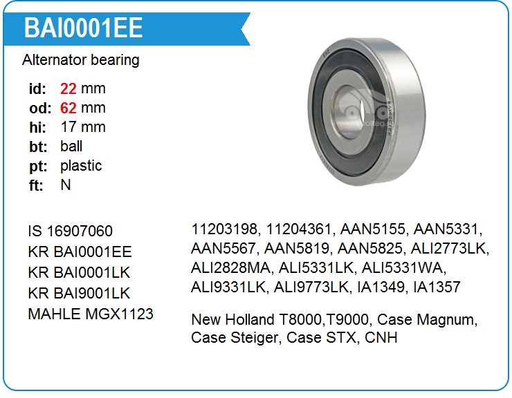 Подшипник генератора KRAUF BAI0001EE (BAI0001EE)