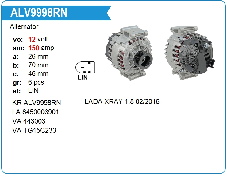Генератор KRAUF ALV9998RN (TG15C233)