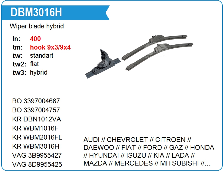 Щетка стеклоочистителя бескаркасная UTM DBM3016H (DBM3016H)
