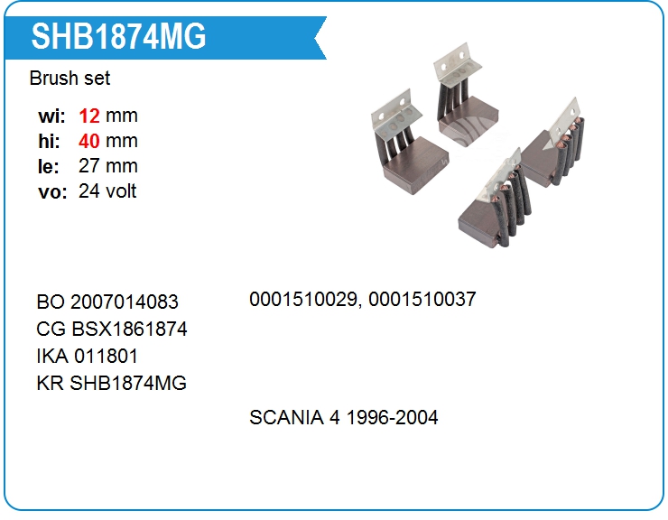 Щетки стартера KRAUF SHB1874MG (BSX1861874)