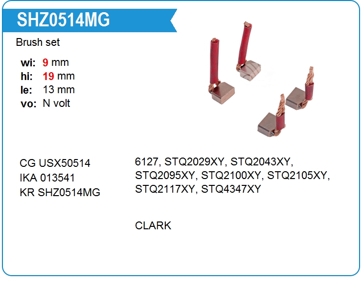 Щетки стартера KRAUF SHZ0514MG (USX50514)