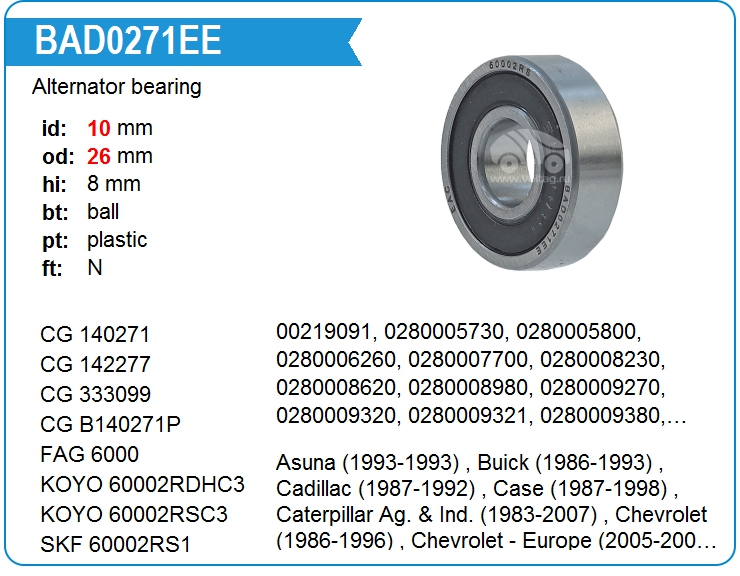 Подшипник генератора KRAUF BAD0271EE (140271)
