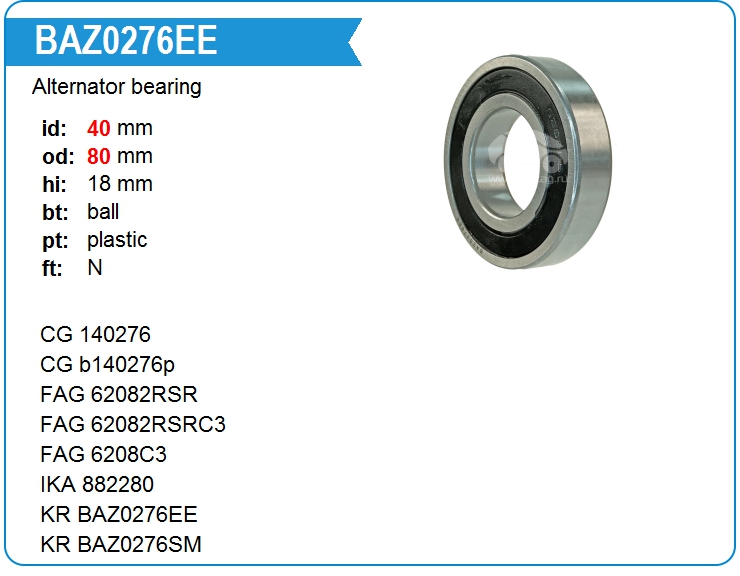 Подшипник генератора KRAUF BAZ0276EE (140276)