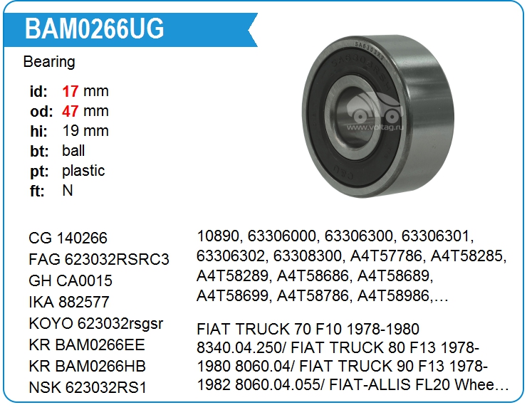 Подшипник KRAUF BAM0266UG (17x47x19)