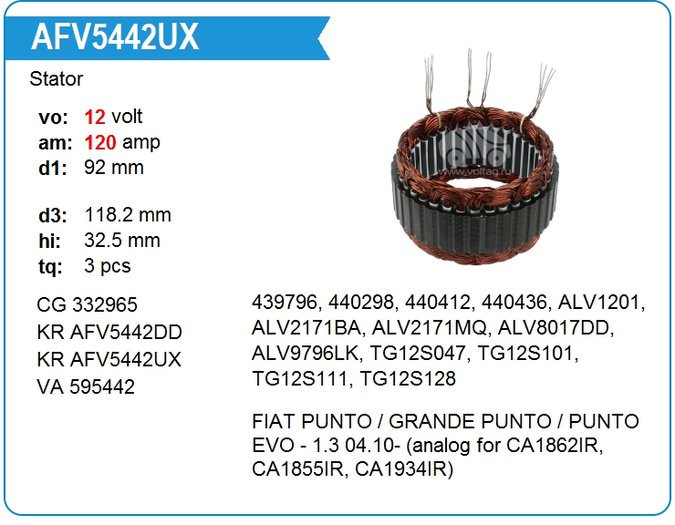Статор генератора KRAUF AFV5442UX (AFV5442UX)