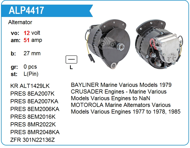 Генератор Prestolite 8MR2048KA (7497N)